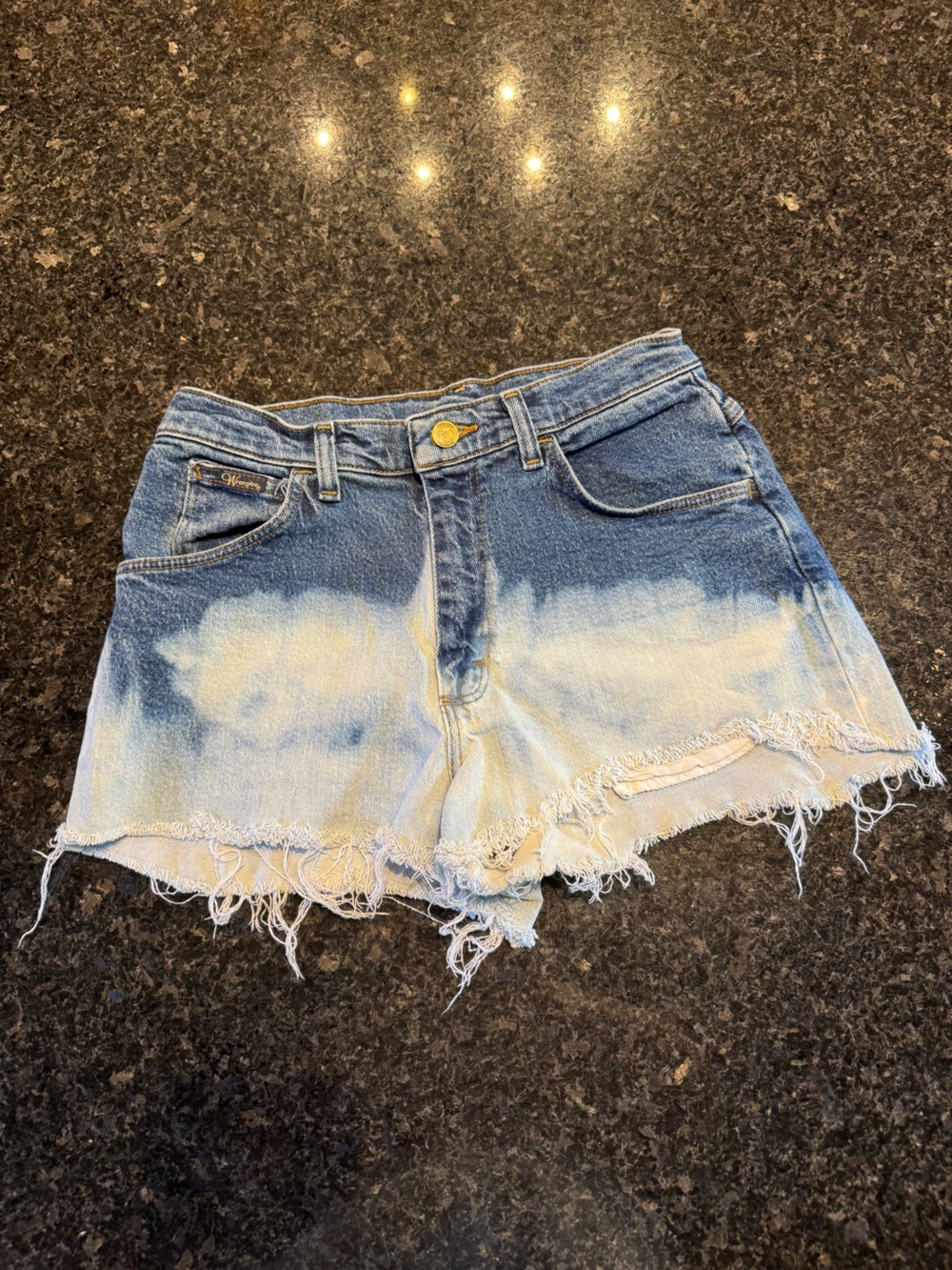 Vintage Frayed Dip-Dye Denim Shorts Wrangler